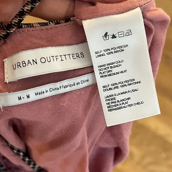 Urban Outfitters Plaid Mesh Mini Slip Dress Brown Mauve Ruched Bust Size M - Image 5