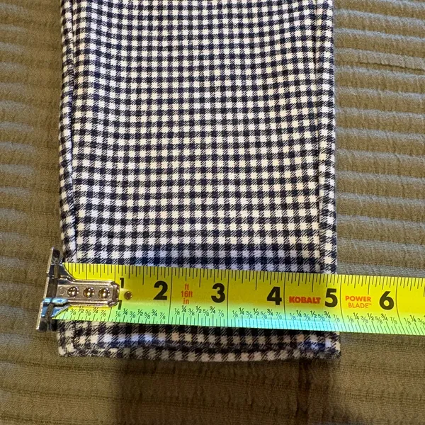 Michael Kors Navy Blue & White Check Pull-on Pants gold details size M women’s - Image 10