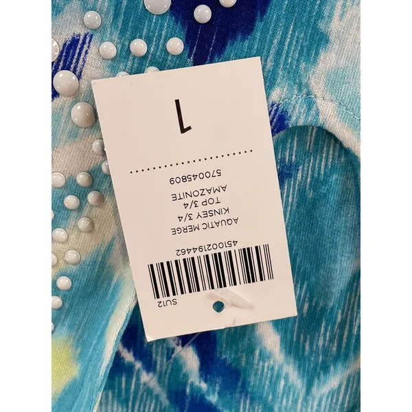 Chicos Aquatic Merge Blue Yellow Sequin Tunic Top Size 1 US Size M New With Tag - Image 4