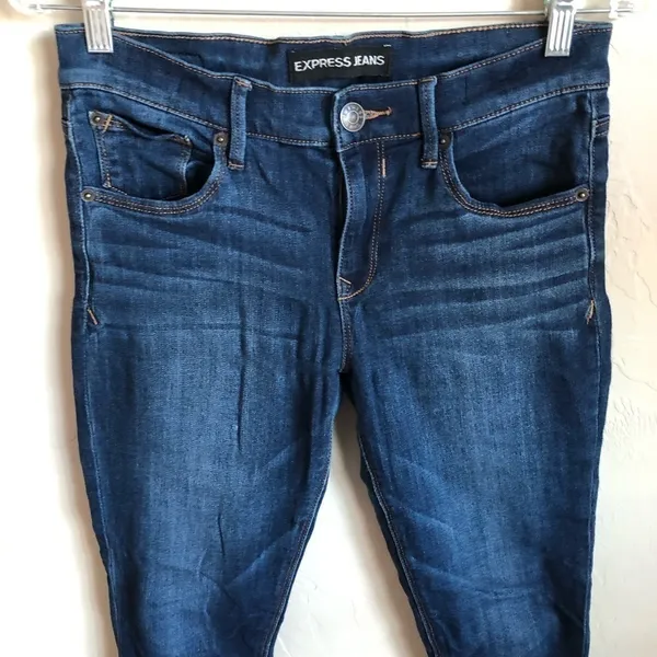 Express Dark Wash Mid Rise‎ Legging Denim Jeans - Image 2