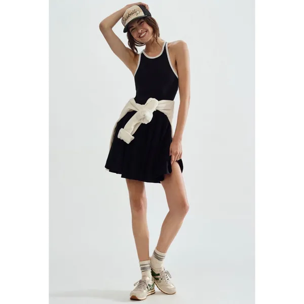 Daily Practice Anthropologie Cutout Fit and‎ Flare Dress Small Black Ribbed Knit - Image 13