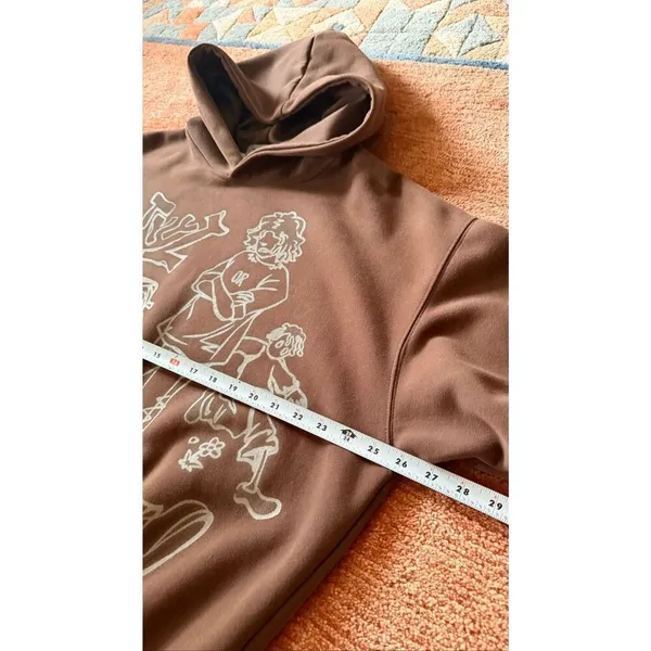 BORFEND Brown Graphic Hoodie Oversized Unisex Size M - Image 4