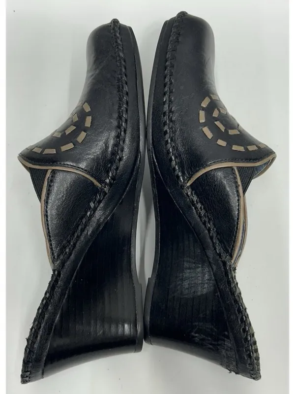 CLARKS Artisan Collection Leather Mules Womens 7.5M Black Y2K Contrast Stitch - Image 6