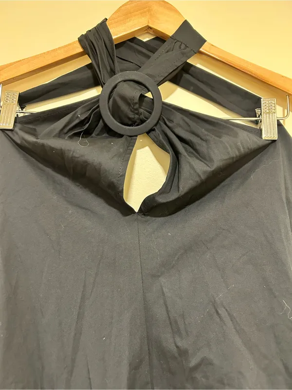 STAUD Black A-Line Keyhold Halter Midi Dress Size XS - Image 3