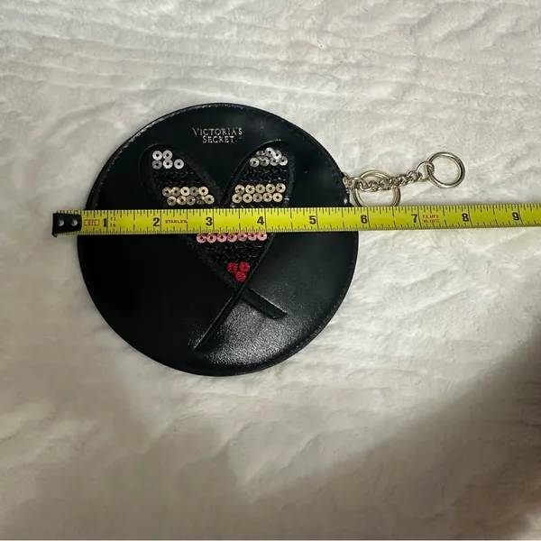 PINK - Victoria's Secret Round Wristlet Coin‎ Purse Key Chain Clutch Cosmetics Bag Charm - Image 7