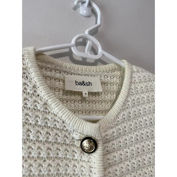 ba&sh NWT Ecru Gaspard Knitted Caridgan Sweater‎ Size 0 (XS) - Image 3