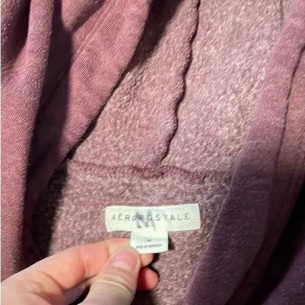 Aeropostale Hoodie Maroon Cropped Medium  - Image 5