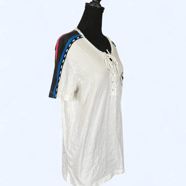 Vintage Y2K Victoria's Secret PINK fairy white tie up front tee Size Medium - Image 3
