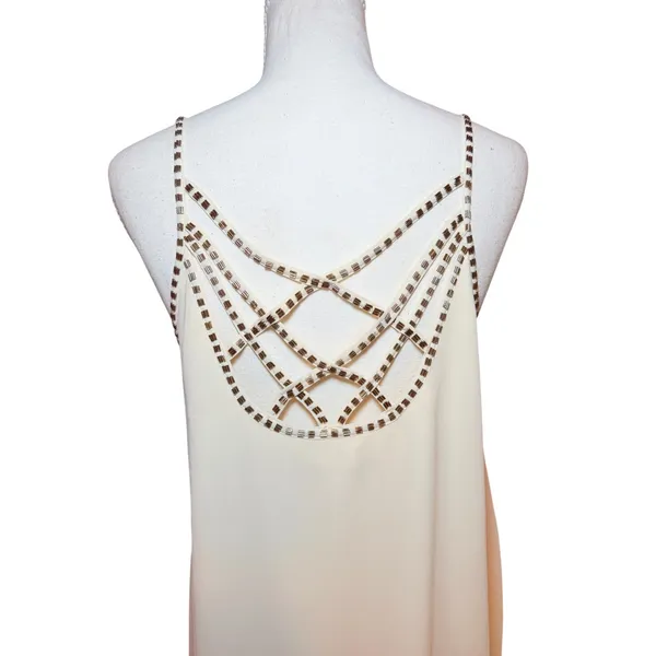 White Beaded Cage Back Mini Dress Womens Size Medium Cream‎ NWT Summer Cocktail - Image 9