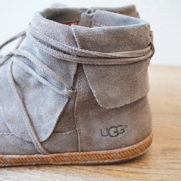 UGG Women's Size 8 Kalla Ankle Boots Grey Suede Moccasin Boho Indie Fall Casual - Image 4