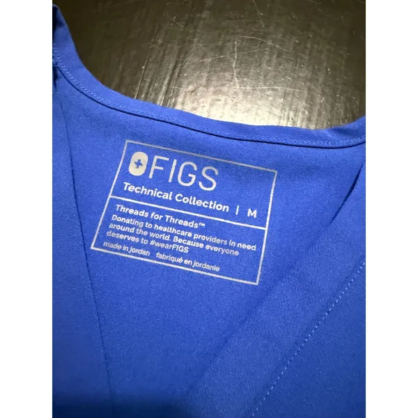 FIGS Technical Collection Royal Blue V-Neck Scrub Top Womens Medium One Pocket - Image 2
