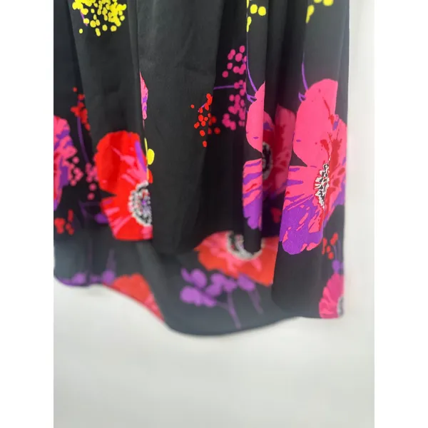 Roxy Floral Mini Dress Women S Black High Low Keyhole Y2K Whimsigoth Tropical - Image 3