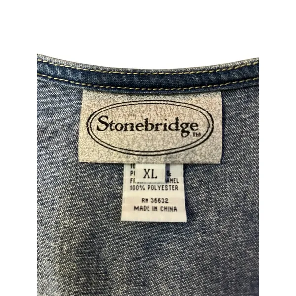 Stonebridge Denim Vest Womens XL Purse Print Western Button Front Used - Image 16