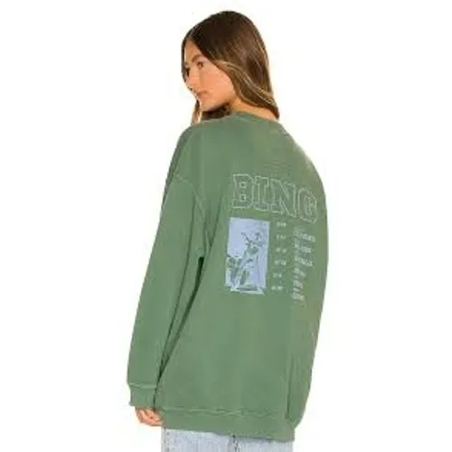 Anine Bing Sweatshirt Womens S Green Harvey Tour Graphic Organic Cotton Pullover - Image 3