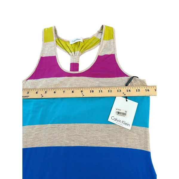 Calvin Klein Women's 8 Multicolor Scoop Neck Racerback Striped Maxi‎ Dress #Y6-1 - Image 9