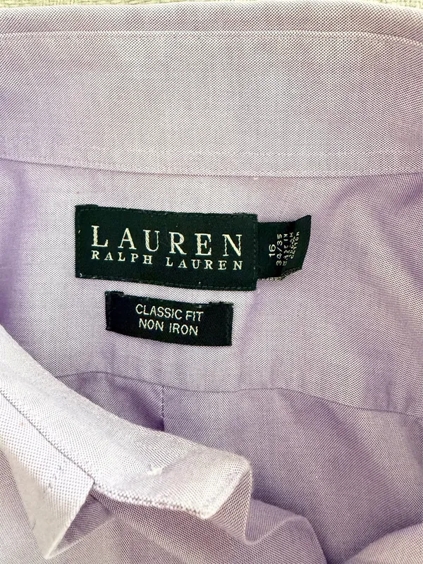 Lauren Ralph Lauren Light Purple Non Iron Cotton Shirt Classic Fit 16 34 35 - Image 3