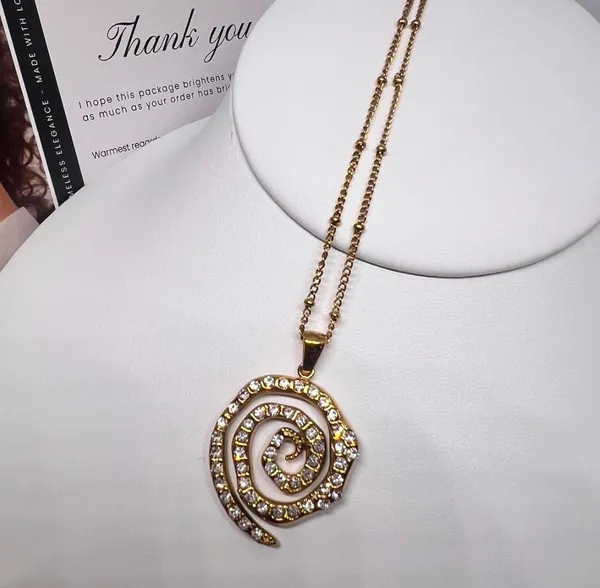 Gold snake swirl pendant necklace - Image 3
