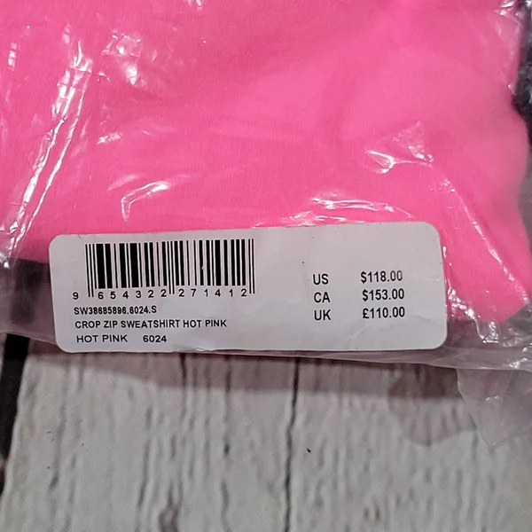 SOUL Cropped Zip‎ Up Hoodie Bright Pink Athletic Casual Womens Size S - Image 14