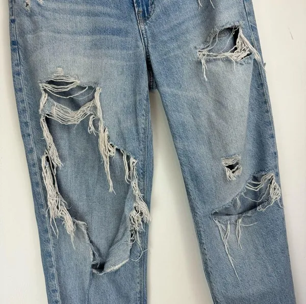 American Eagle Womens 90s Straight Pride Jeans Sz 10 Distressed Light Wash - Image 7