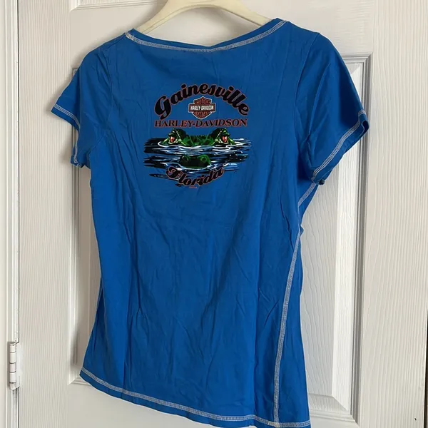 HARLEY DAVIDSON Woman’s Blue Short Sleeved Florida Size Large TShirt - Image 5