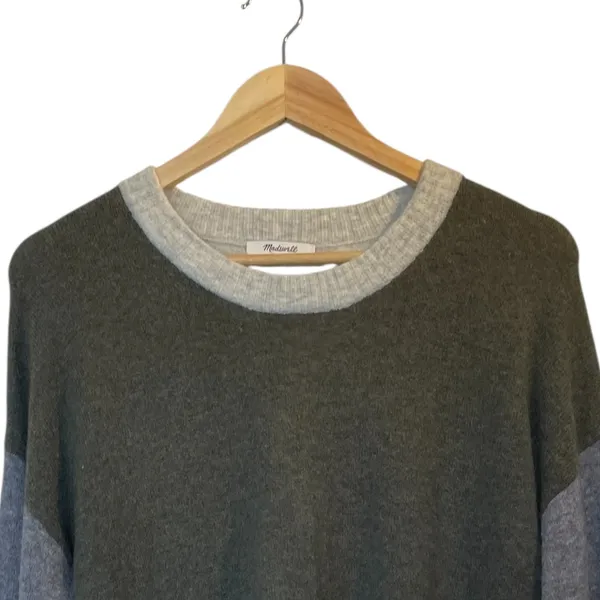 MADEWELL Olive Green/Gray/Beige Merino/Alpaca Wool Blend Crew Neck Sweater Small - Image 16
