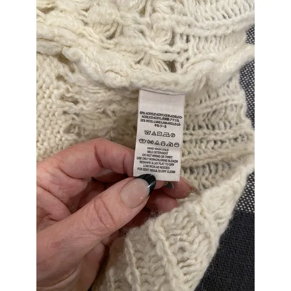 Free People Chunky Knit Boho Sweater Crotchet Soft Thick Oversized Size Small XS - Image 6