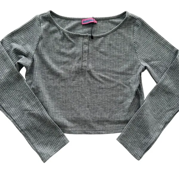 Edikted Women's Teddy Cropped Waffle Top Size Medium NEW Causal Comfort Lounge - Image 2