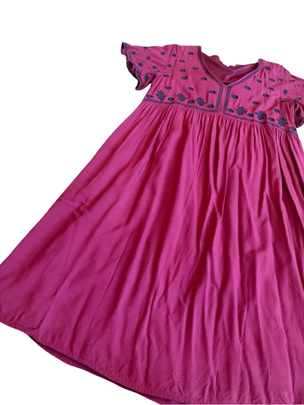 Polagram Stretchy Midi Dress Embroidered Short Sleeve Bohemian Boho Size Small - Image 7