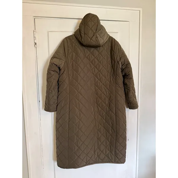 Universal Standard Reversible‎ Quilted Long Coat Brown Orange Hooded Parka Small - Image 3