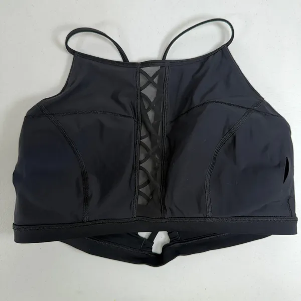 Lululemon 38D Shoreline Bikini Top Black Swimsuit High Neck Swim UV Protected - Image 8