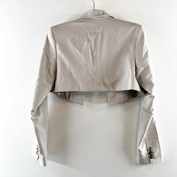 H&M Cropped Blazer Jacket Grey Tan XS - Image 6