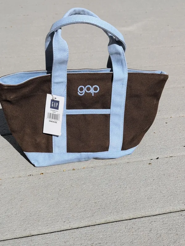 NWT GAP Brown Canvas Mini Tote | Gap Zipper Top Mini Canvas Tote - Image 3
