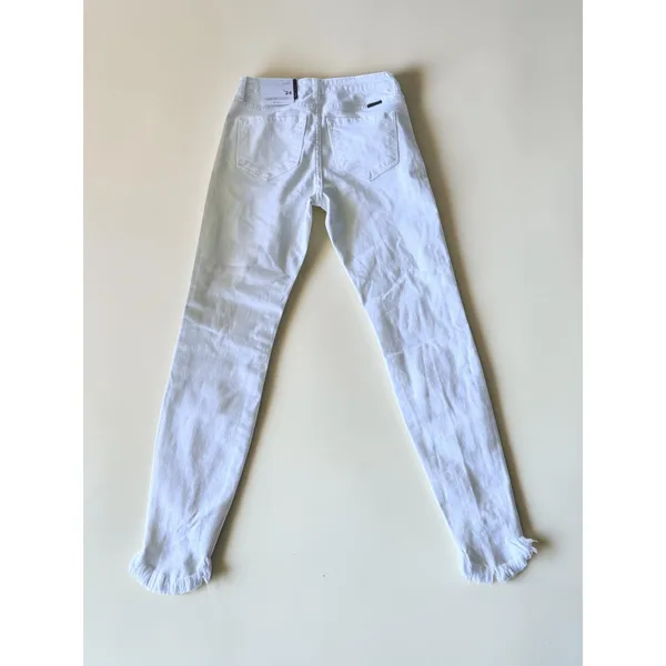 KanCan White High Rise Ankle Skinny Jeans Distressed Frayed Tulip Hem 1/24 NEW - Image 4