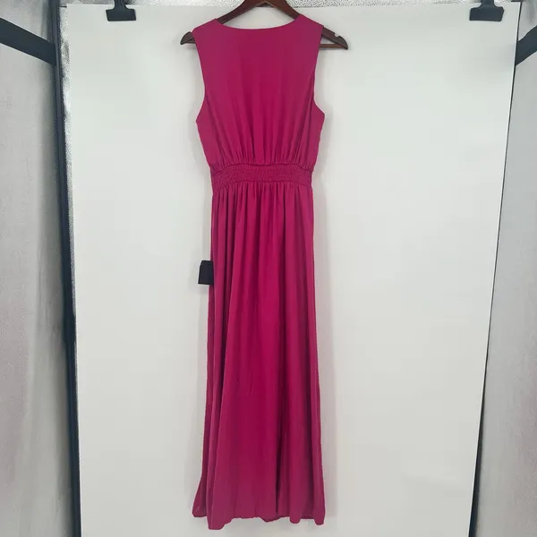 New Lulu’s See Me Stun Magenta Sleeveless Knotted Maxi Dress formal size small - Image 3