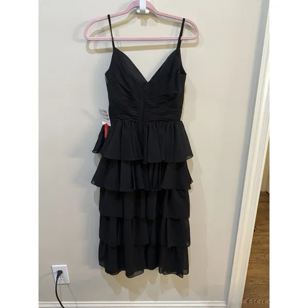 Mac Duggal Black‎ Tiered Ruffle Midi Dress Size 2 Original MSRP $358 - Image 4