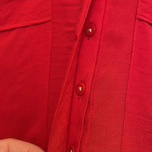 Anthropologie Maeve Red Rayon Popover Blouse - Image 6
