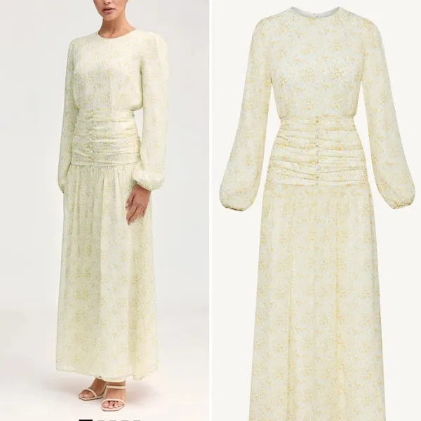 VEILED Randa Ruched Maxi Dress Honey Floral Sz XS NWT - Image 5