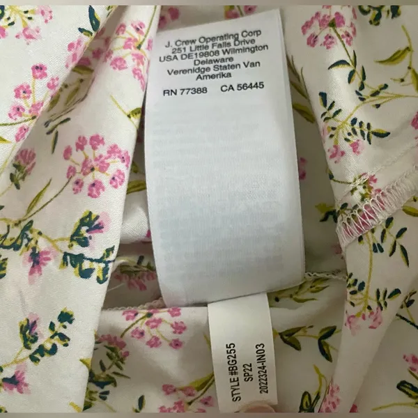 J.Crew Tie-Sleeve Button-Front Cotton Poplin Blouse Meadow Floral Cottagecore M - Image 10