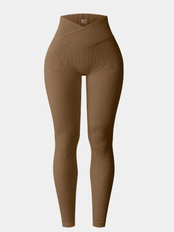 OQQ Ribbed Cross Over High Waist Lounge Pants - Image 3