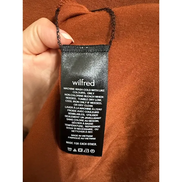 Wilfred Aritzia Rust Orange Long Sleeve‎ Side Slit midi Dress Small - Image 5