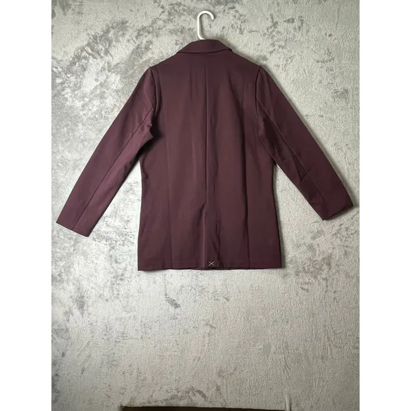 Garnet Hill Knit Relaxed Blazer Heathered Plum Tencel Wool Stretch Jacket Size 6 - Image 4