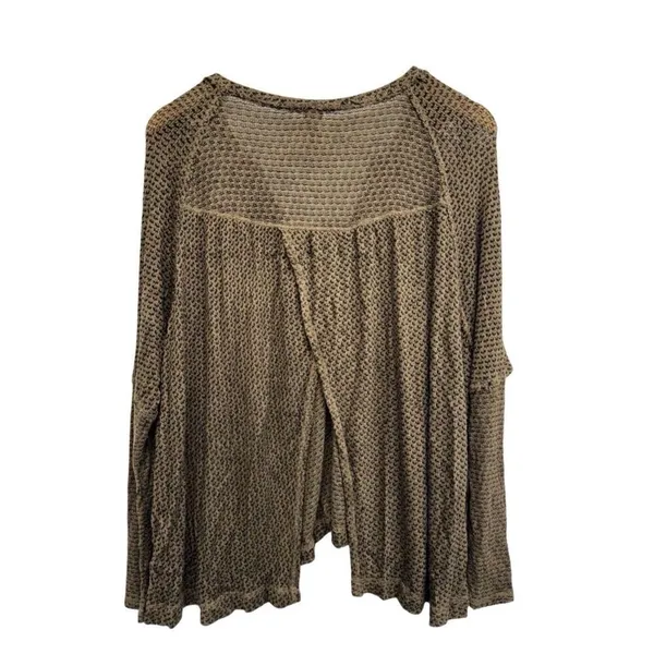 We The Free Knit Oversized Sweater Size Extra Small V‎ Neck Tan Black Slouchy - Image 2