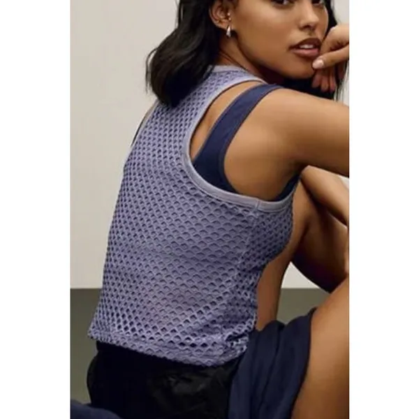 Anthropologie Mesh Tank Top Pullover Stretch Nylon Lavender Purple Size Large - Image 10