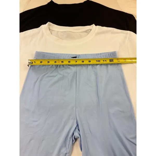 Shein 3 Piece Basic T Shirt Biker Shorts Set 3 piece S Beige Black White Blue‎ - Image 5