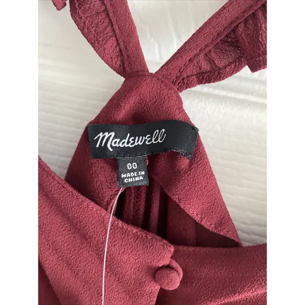 Madewell Ruffle Strap Button Front Cami Womens Size 00 Red‎ Tank NEW Fem - Image 2
