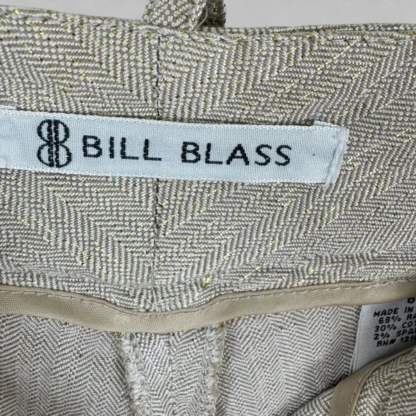 Bill Blass Vintage Womens Beige Gold Metallic Herringbone Wide Leg Dress Pants 6 - Image 6