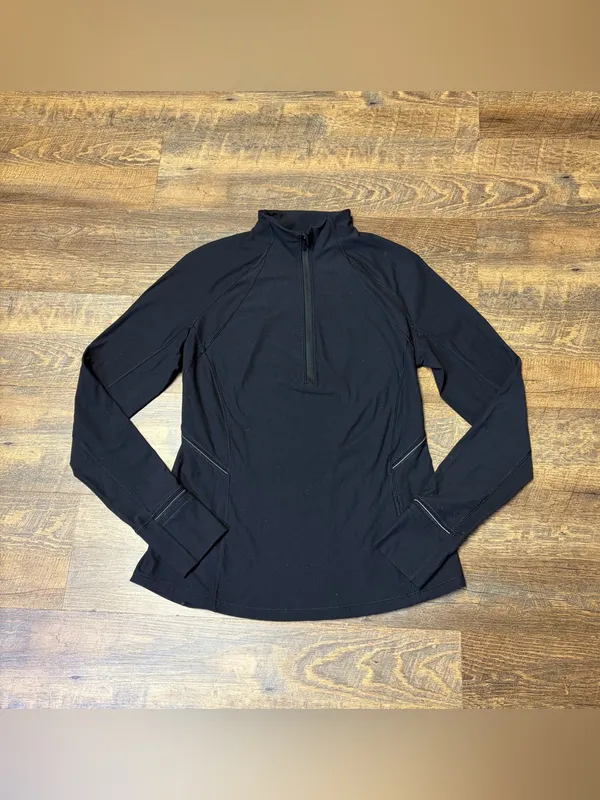 Lululemon Fresh Tracks 1/2 Zip Pullover Top Women's 10 Black Running Jacket Soft - Image 3