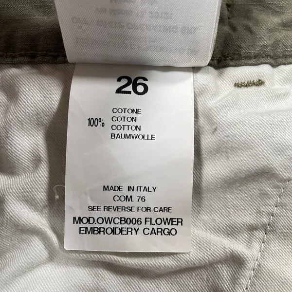 Off White Shorts Womens 26 Green Flower Embroidery Cargo Streetwear Military - Image 6