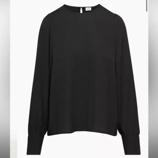 Aritzia Wilfred Clarissa Puff Sleeve Long Sleeve Blouse Black size 2XS XXS $98 - Image 4