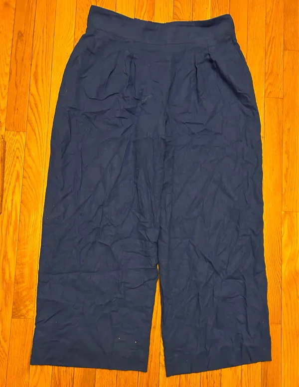 Nine West Blue Linen Crop Wide Leg Pant Size L - Image 2